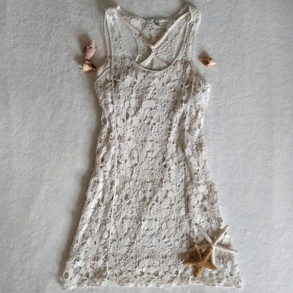 LC Lauren Conrad Ivory Racerback Crochet Dress - Picture 3 of 8